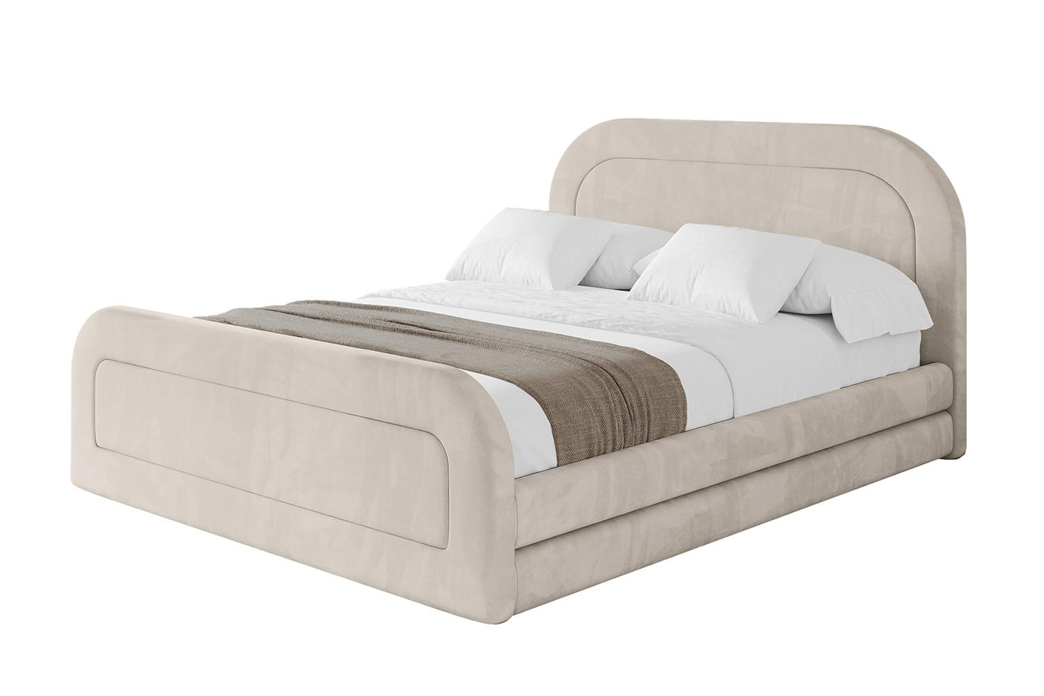POLSTERBETT mit Bettkasten, Fußteil und Lattenrost, Boxbett mit Matratze H3/H4 - LERIS-Z 160x200 Beige - Beige, Holzwerkstoff/Textil (160/200cm) - ALTDECOR