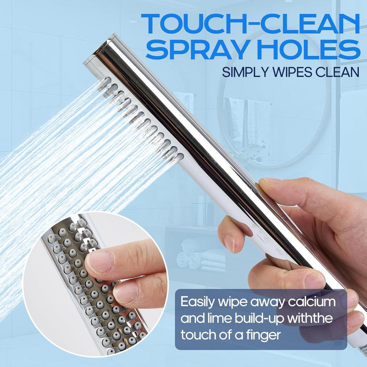 HANDBRAUSE Edelstahl 304 Wassersparend mit 48 Anti-Kalk Düsen Silber - Silberfarben, Metall (3.5/12.7/22cm)
