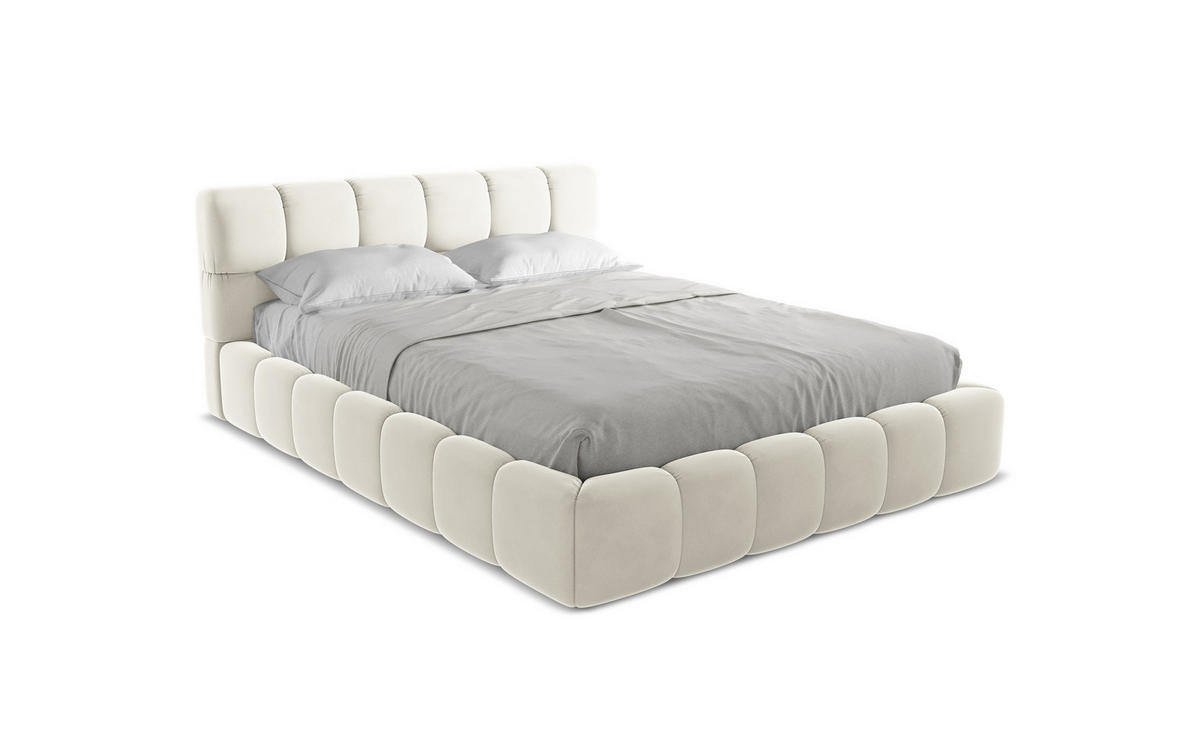 POLSTERBETT mit Bettkasten und Lattenrost 180x228 Beige - Beige/Creme, Kunststoff/Textil (160/200cm) - Makamii