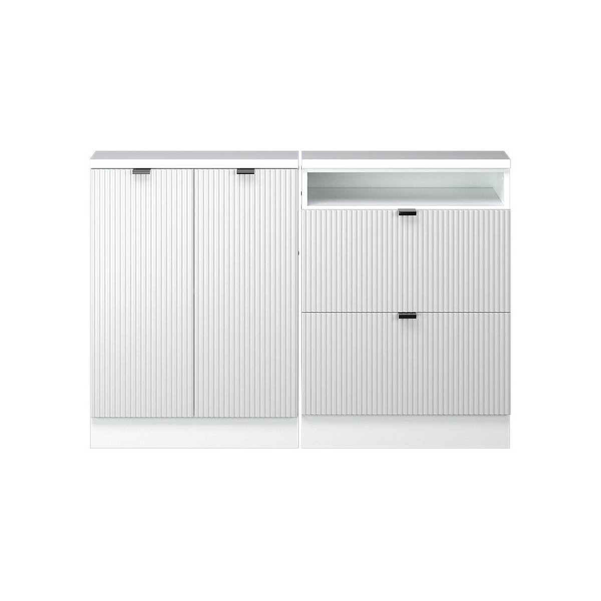 DACHSCHRÄGENSCHRANK-SET Rion Weiß Riffel 120 cm 2er Set - Weiß, Holzwerkstoff (120/81.6/46cm) - Vicco