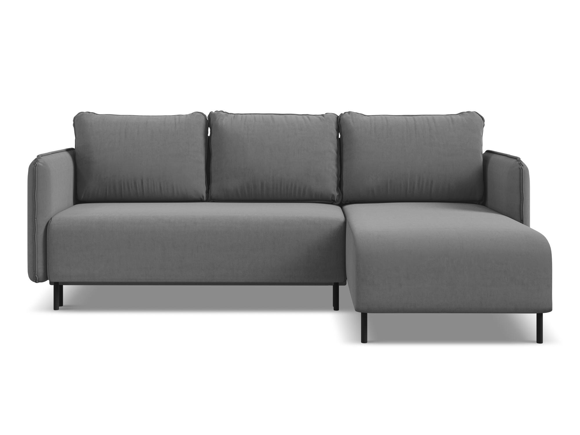 ECKSOFA mit Schlaffunktion Samt Stoff Grau - Schwarz/Grau, Holz/Textil (236/162cm) - Makamii