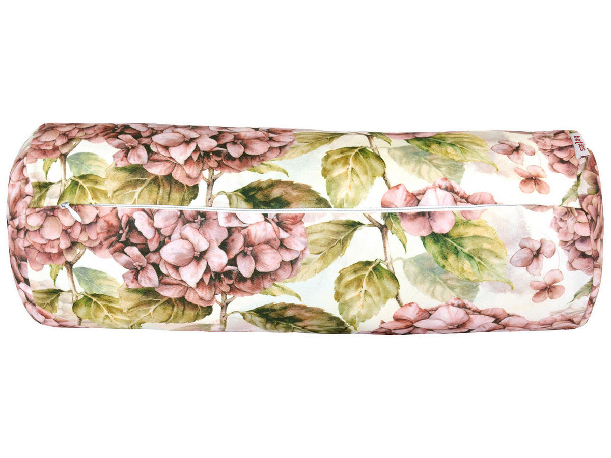 NACKENROLLENHÜLLE Landlust-Hortensie burgundy-rose 15/40 cm - Hellrosa/Dunkelrosa, Textil (15/40cm) - beties Heimtextil