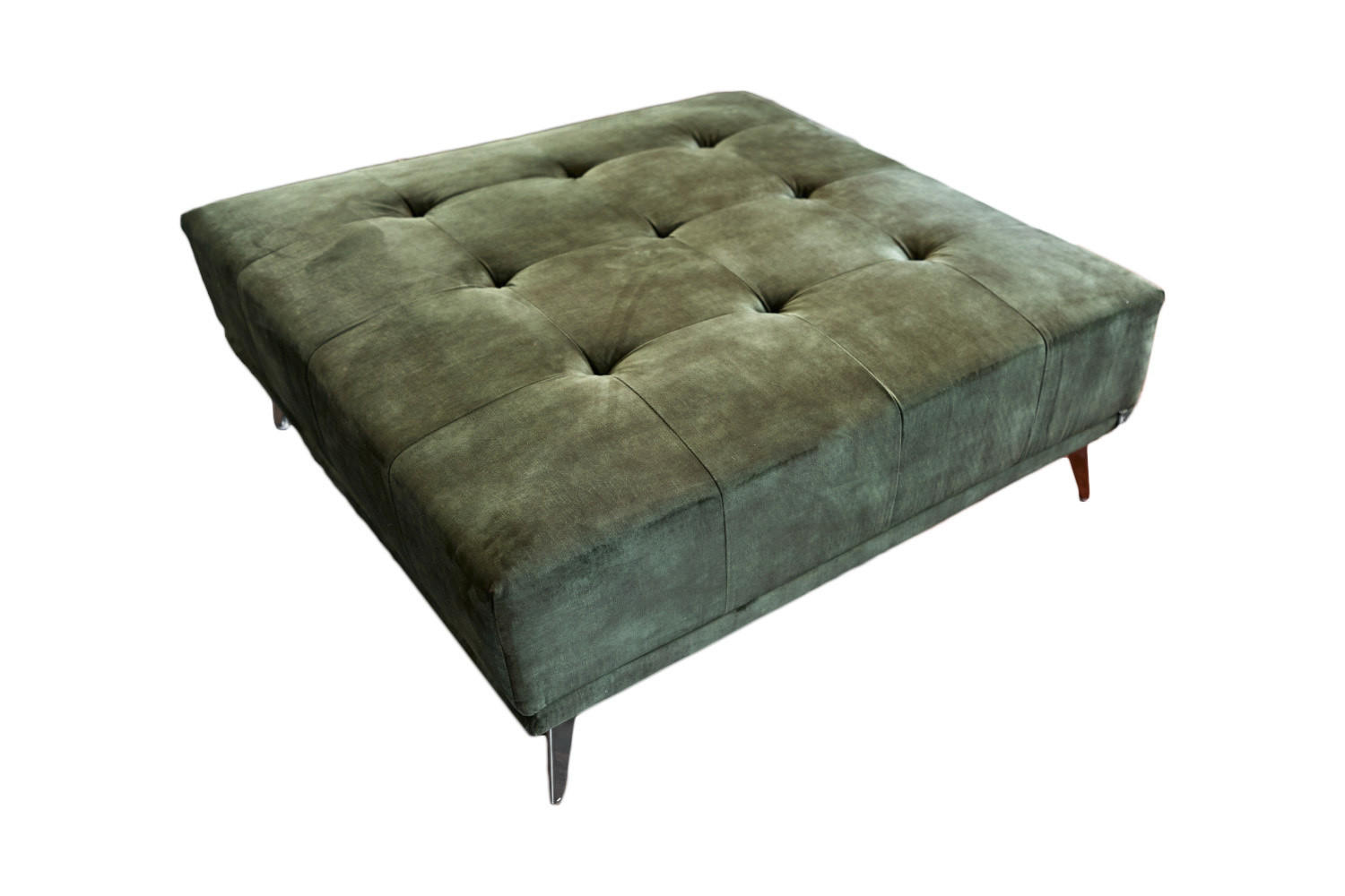 HOCKER WIOLO Grün Velvet - Silberfarben/Grün, Textil (110/42/110cm) - KAWOLA