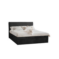 BOXBETT Bettkasten Und Topper TRENTO Ohne Bein Stoff Plüsch Cord 180x200 cm Schwarz H3-Bonell - Schwarz, Holz/Textil (180/200cm) - Kaiser Möbel