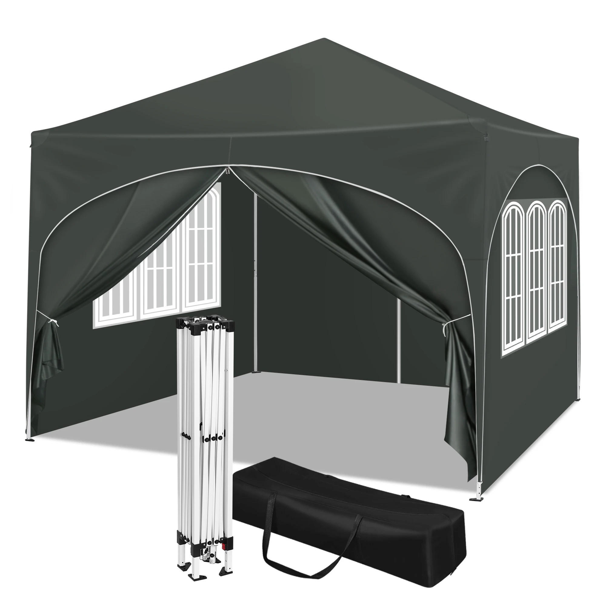PAVILLON 3x3 m Grau mit 4 Seitenwänden - Grau, Textil/Metall (300/300cm) - Kaket