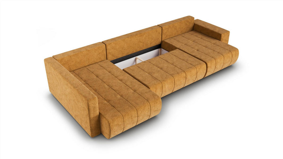 WOHNLANDSCHAFT Armanda - Gelb, Holzwerkstoff/Textil (392/83/185cm) - Fun Möbel