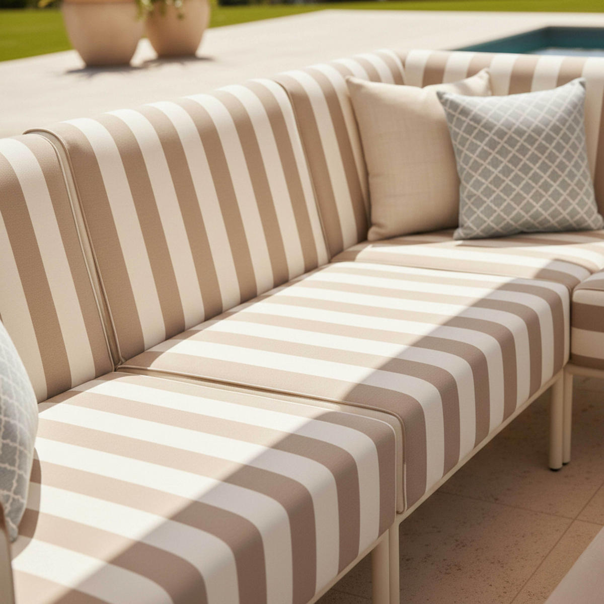 GARTENSOFA mit 4 Sitzplätzen, Beige - Beige, Metall - Oviala