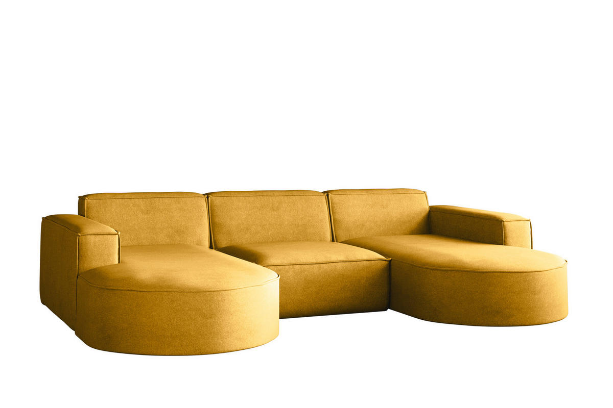 ECKSOFA Modena U-Form Elegant und Moderne Stoff Salvador Gelb - Gelb, Holz/Textil (299/165cm) - Kaiser Möbel