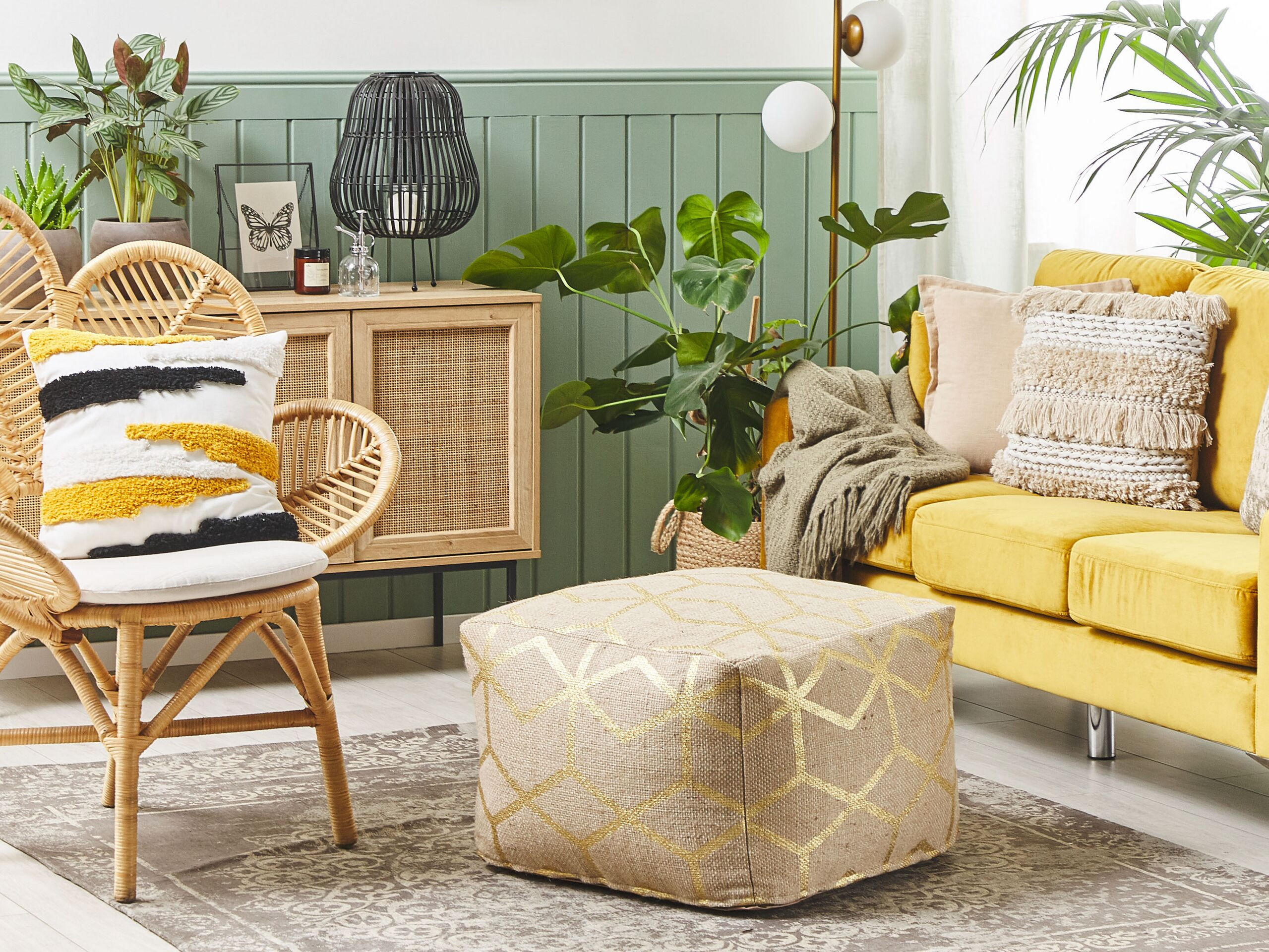 Thumbnail - Beliani Pouf, Beige, Textil, 1-Sitzer, Quadratisch, 67x43x67 cm, Wohnzimmer, Hocker, Poufs