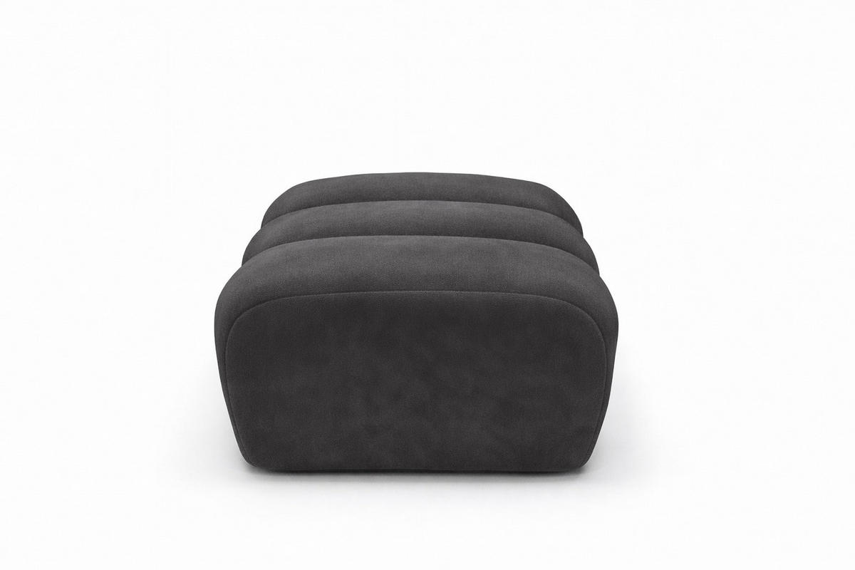 POUF modular, Veloursstoff Bluvel, Schwarz, CROISSANT - Schwarz, Holz (105/44/70cm) - Kaiser Möbel