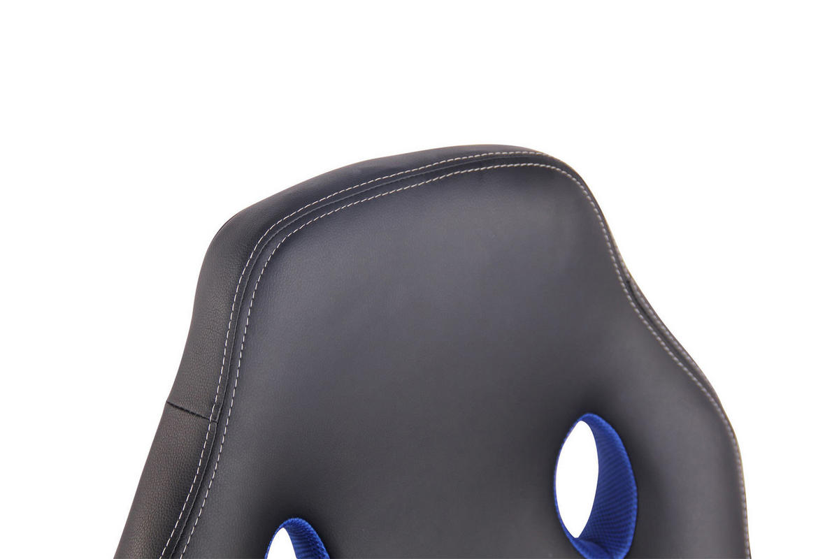 DREHSTUHL Lederlook schwarz/blau - Blau/Schwarz, Kunststoff/Textil (61/106/59cm) - CLP