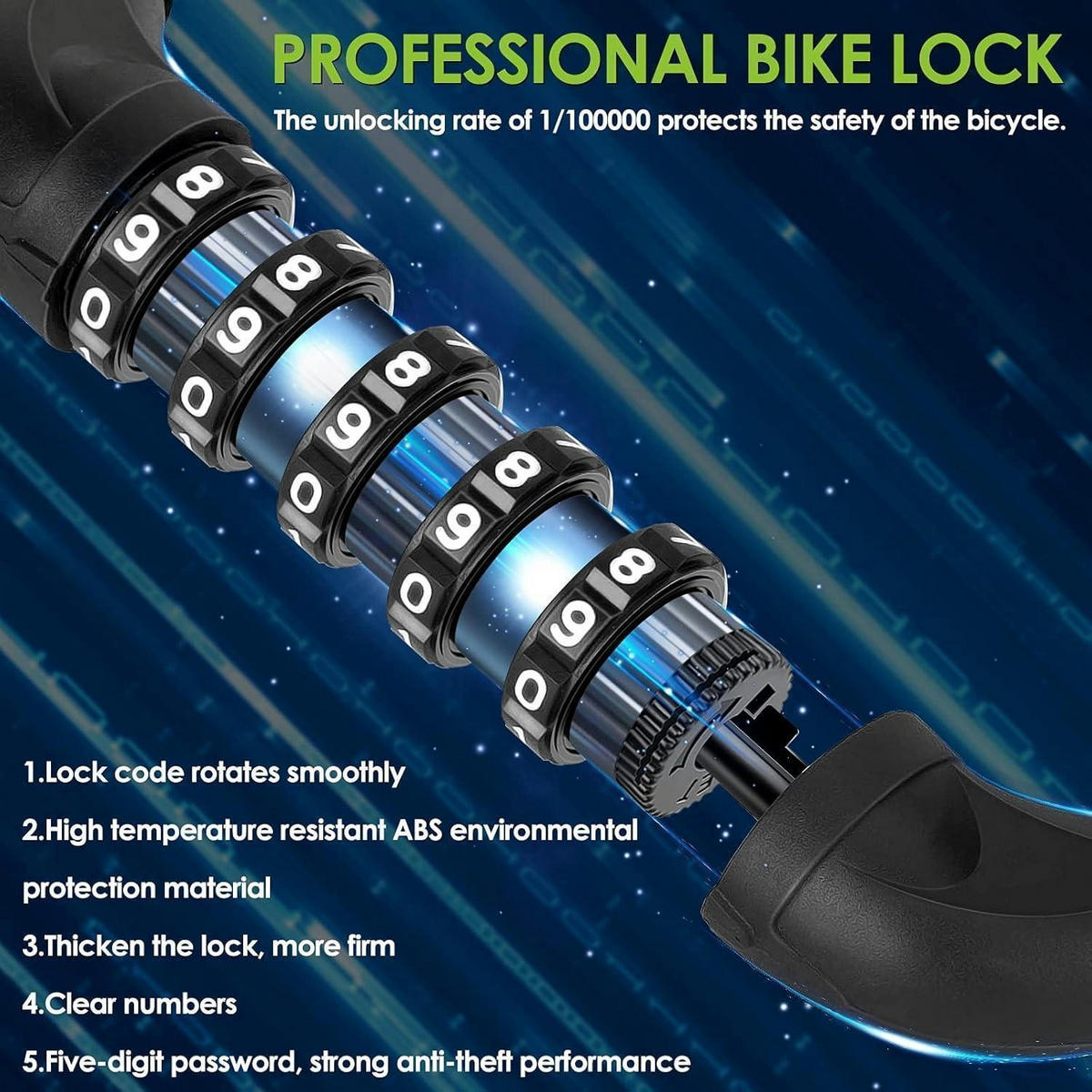 FAHRRADSCHLOSS mit Zahlenschloss 83 cm Dunkelblau - Blau, Metall (4/4/83cm)