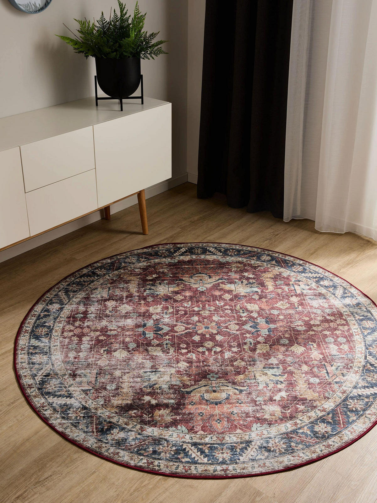 VINTAGE-TEPPICH George waschbar ø 160 cm rund - Multicolor, Kunststoff (160/160cm) - benuta