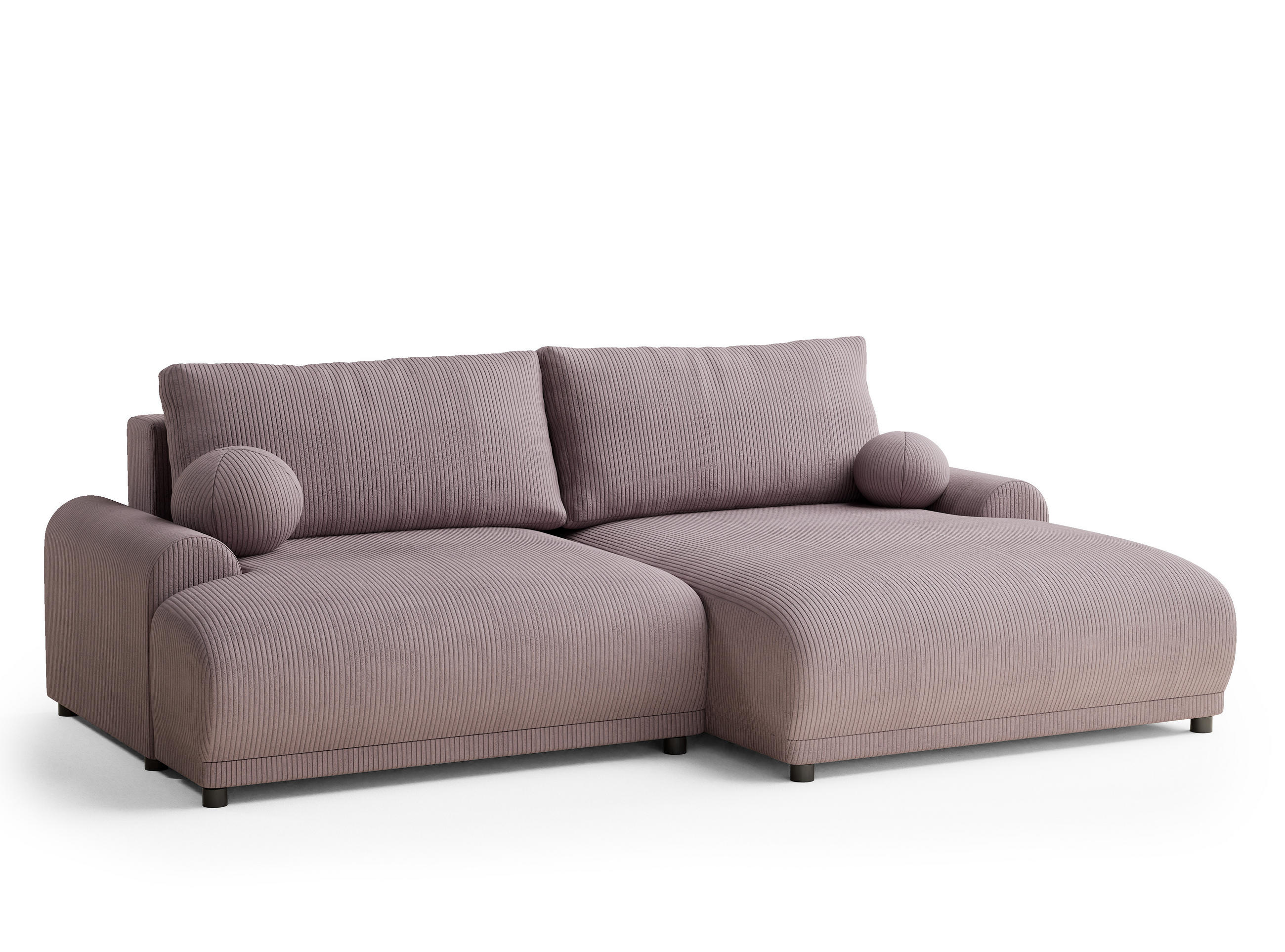 ECKSOFA MIT SCHLAFFUNKTION Tallin Lila Samtstoff - Flieder/Schwarz, Holz/Holzwerkstoff (240/145cm) - Maison de Reve