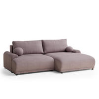 ECKSOFA MIT SCHLAFFUNKTION Tallin Lila Samtstoff - Flieder/Schwarz, Holz/Holzwerkstoff (240/145cm) - Maison de Reve