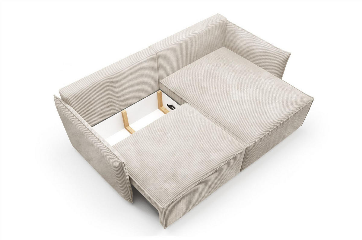 ECKSOFA Minea Mit Schlaffunktion - Hellgrau, Holzwerkstoff/Textil (221/153cm) - Fun Möbel