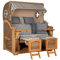 STRANDKORB XXL Düne Grande Teak Banana - Braun/Grau, Metall (142/170/95cm) - Mr. Deko