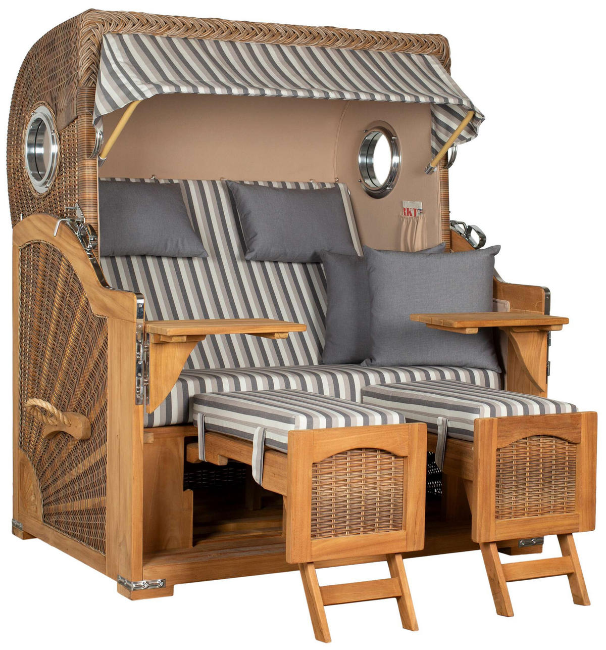 STRANDKORB XXL Düne Grande Teak Banana - Braun/Grau, Metall (142/170/95cm) - Mr. Deko