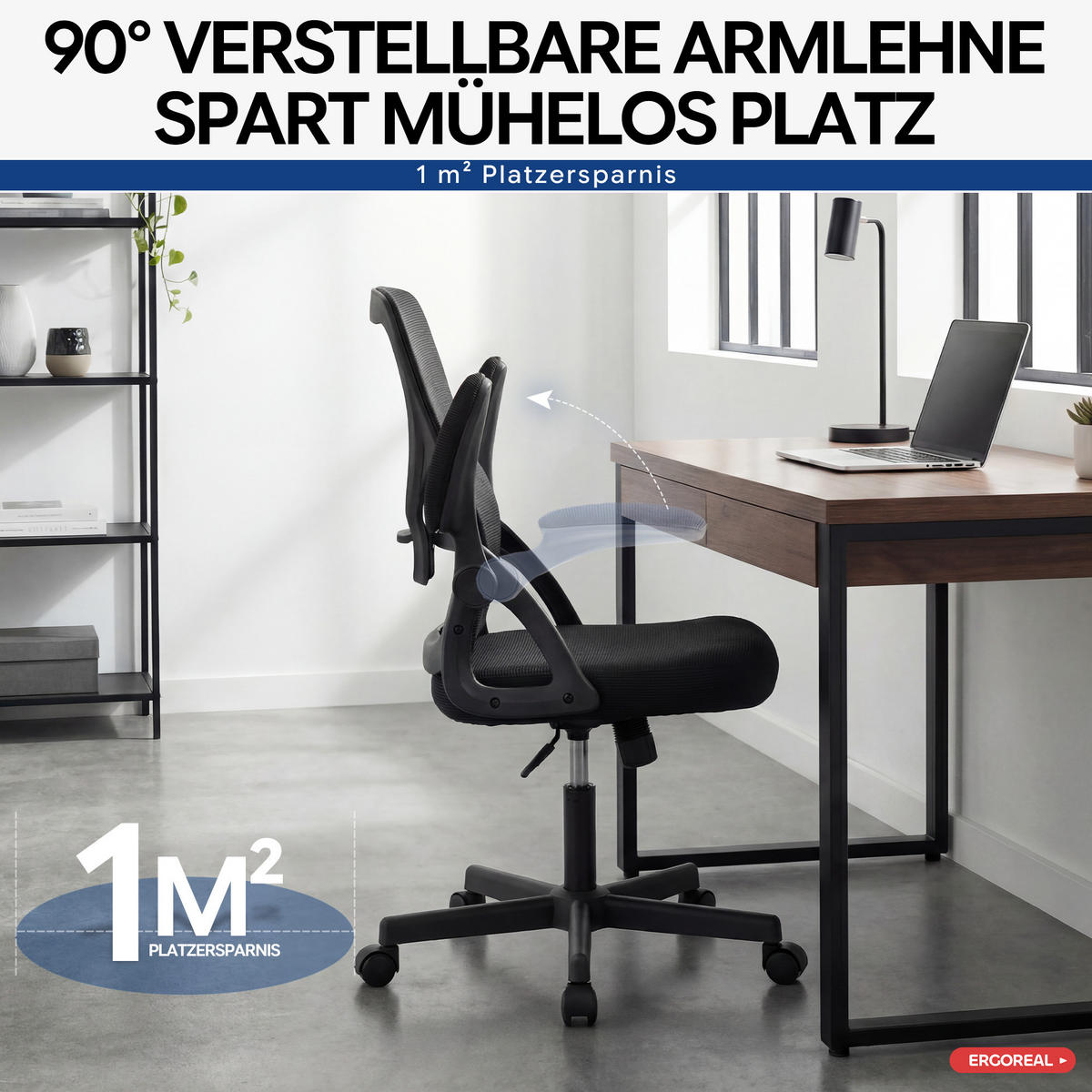 DREHSTUHL Schwarz mit verstellbare Rückenlehne und verstellbare Lendenwirbelstütze - Schwarz, Kunststoff (65/104/65cm) - Oxeza