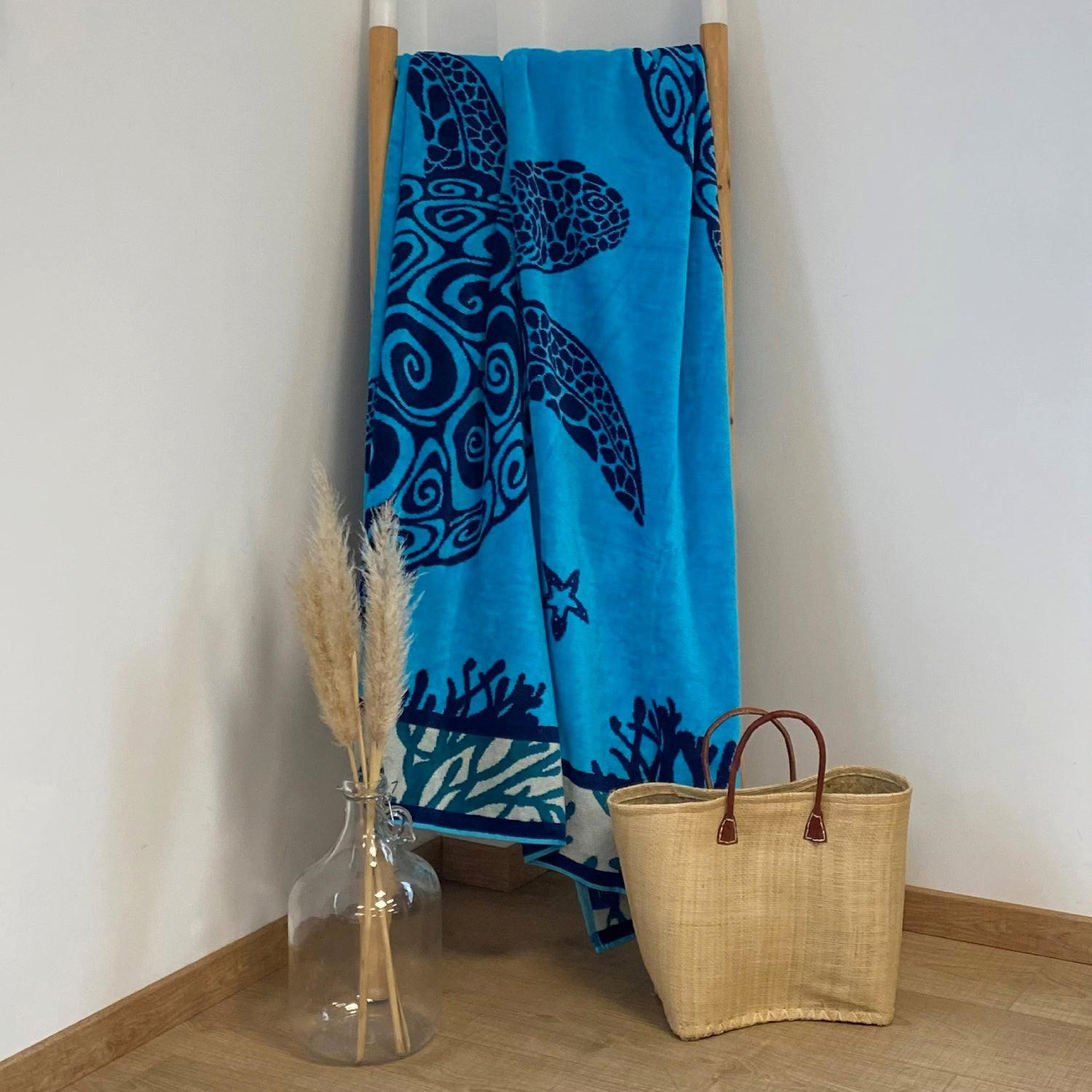 STRANDTUCH Frottee Velours Jacquard Latoti 140x180 400g/m² - Blau, Textil (140/180cm) - LE COMPTOIR DE LA PLAGE