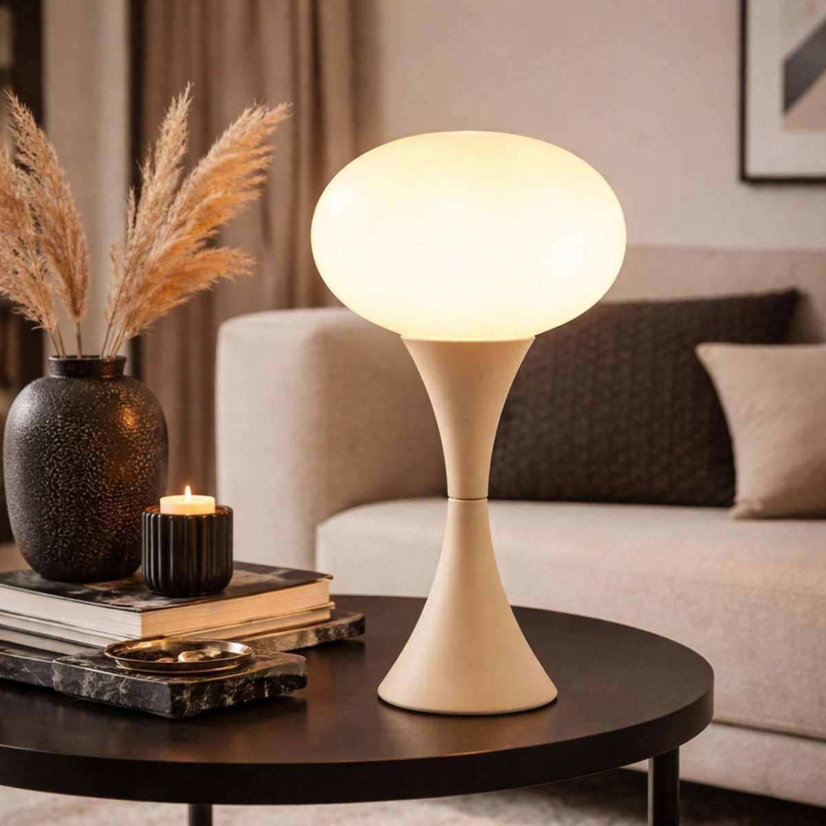 LED TISCHLEUCHTE Metall Opalglas Sand - Bernsteinfarben, Glas (18/18/36.9cm) - Globo Lighting