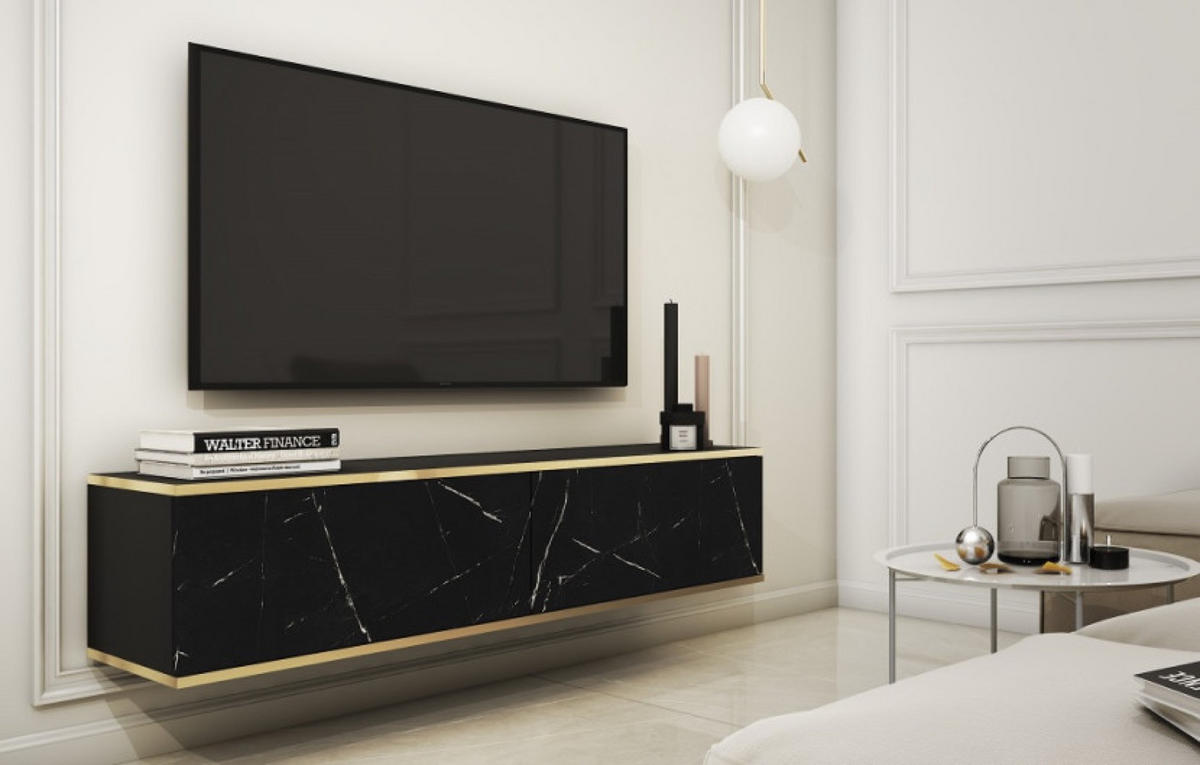 TV-SCHRANK Schwarz POLO Hängend Glatte Front 135 cm - Multicolor, Holzwerkstoff (135/30/32cm) - Sepro Meble