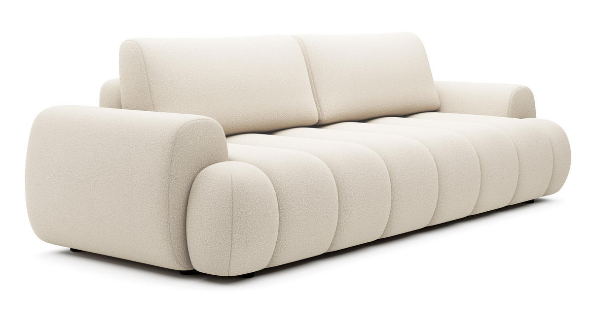 SOFA 260 cm mit Schlaffunktion Puro, Bettkasten, Modern Design, Creme - Creme, Holz (263/81/110cm) - Emporius