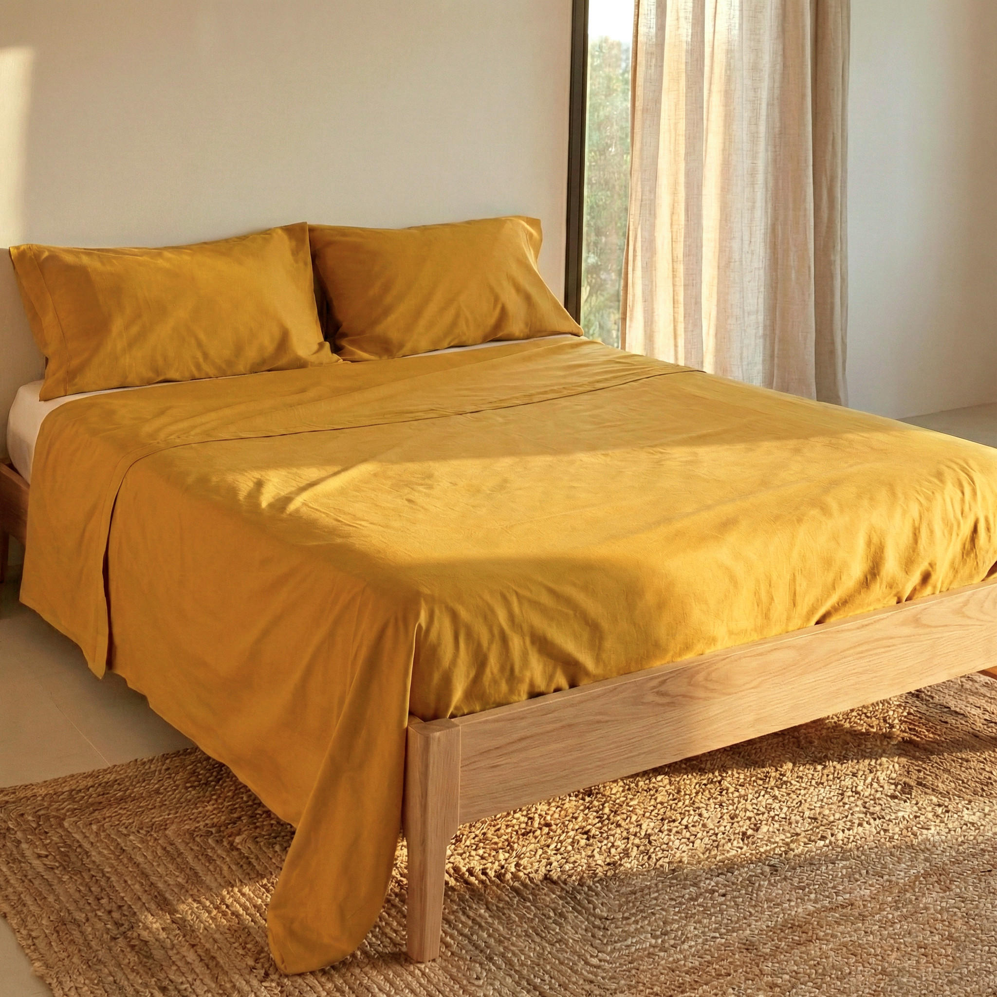 OBERBETTLAKEN basic 240x270 cm senf - Gelb, Textil (240/270cm) - Happy Friday