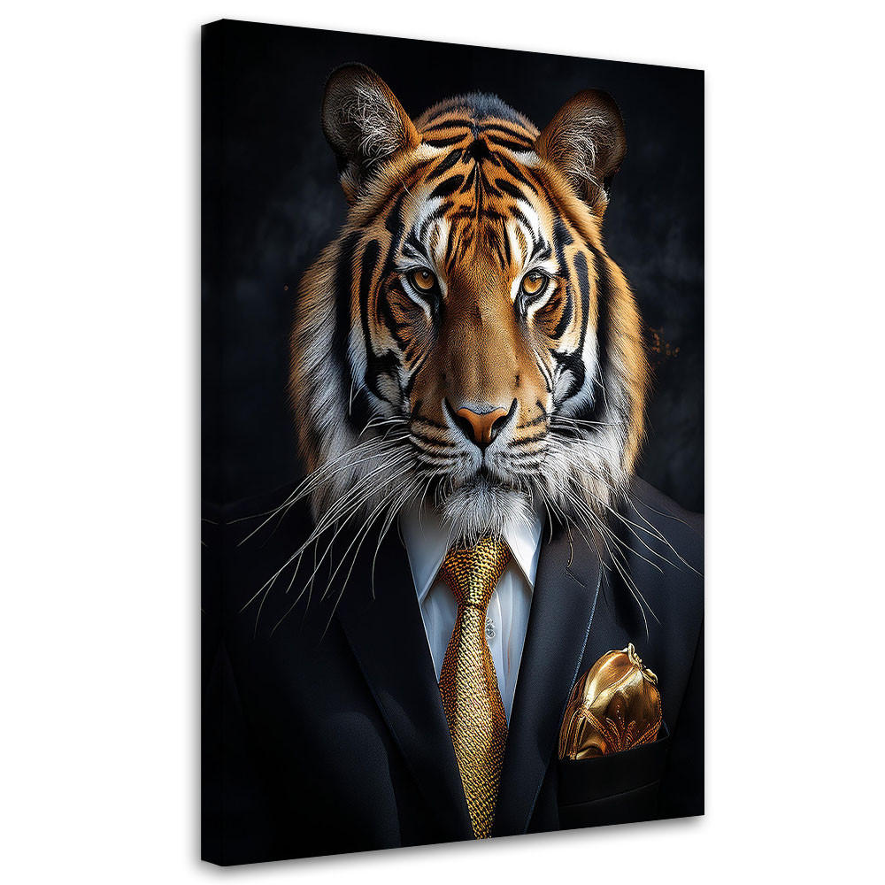 WANDBILD tigertiere im anzug - Schwarz, Textil (40/60cm) - Feeby