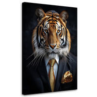 WANDBILD tigertiere im anzug - Schwarz, Textil (60/90cm) - Feeby