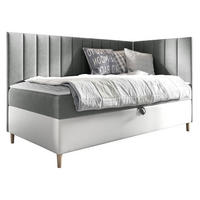 BOXBETT Maja Junior 3, Seite zum Öffnen des Bettkastens: Rechts - Weiß/Grau, Holz (90/200cm) - MIRJAN24