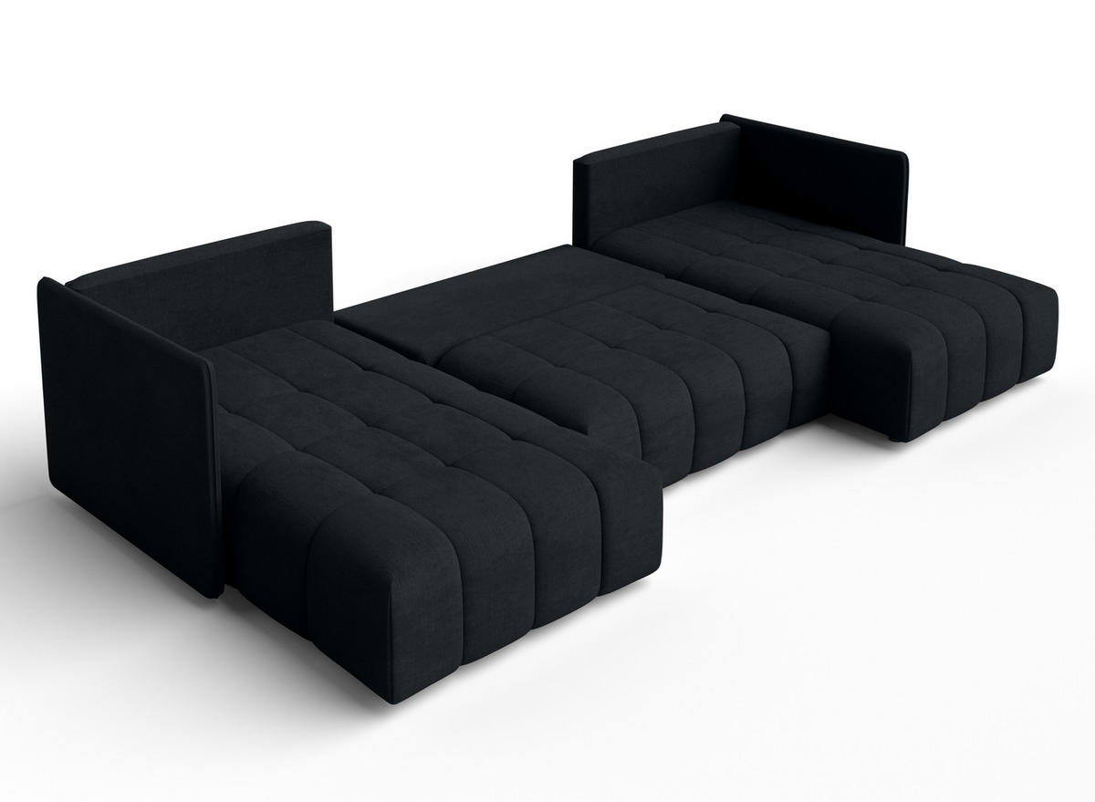WOHNLANDSCHAFT Mersino Anthrazit 353/180/83 cm – Wohnlandschaft fürs Wohnzimmer - Schwarz, Kunststoff/Textil (353/83/180cm) - AX Living