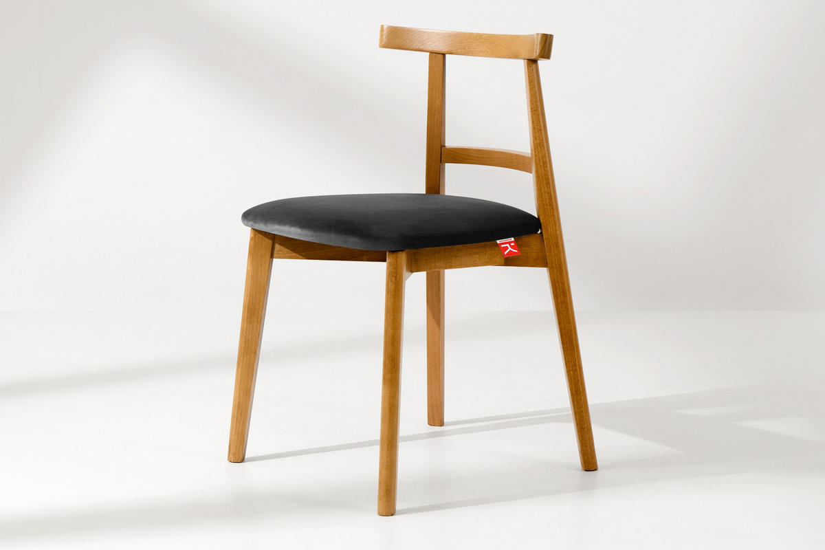 ESSTISCHSTÜHLE LILIO 2 St Vintage, Graphit / hell Eiche - Hellbraun/Dunkelgrau, Holz/Textil (47/76/45cm) - KONSIMO®