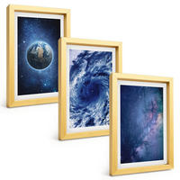 BILDER SET 3er Set - 20x30 cm Goldrahmen - Erde Weltraumsturm Galaxie - Goldfarben, Kunststoff (20/30cm) - TULUP
