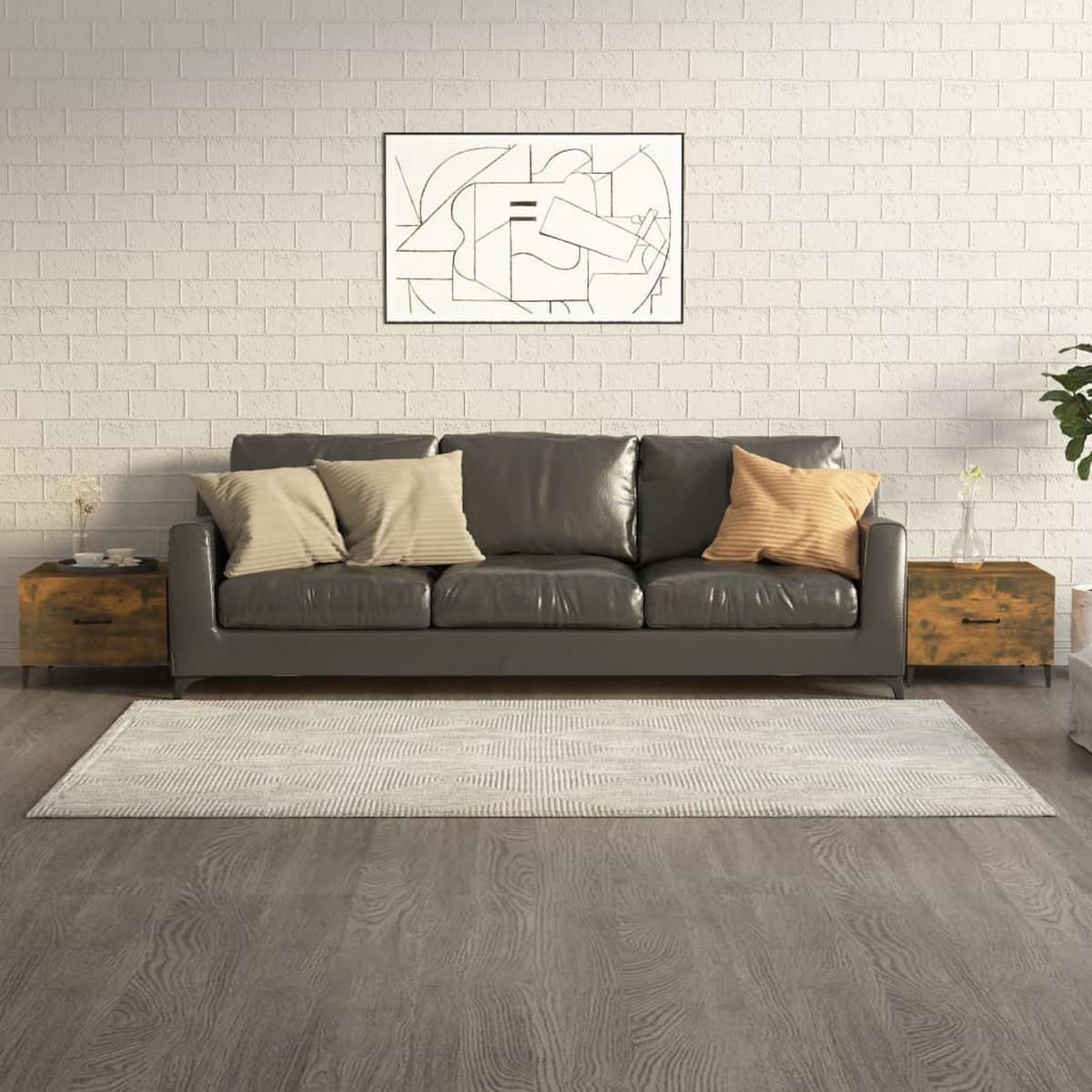 COUCHTISCHE mit Metallbeinen 2 Stk. Räuchereiche 50x50x40 cm - Braun, Holzwerkstoff (50/50/40cm) - furnicato