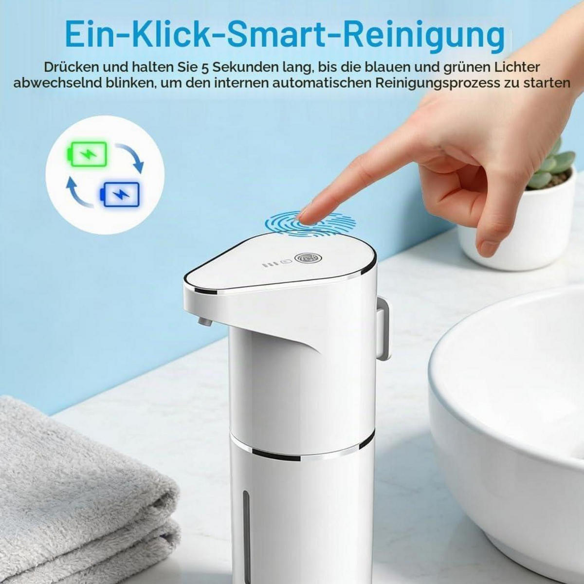 SEIFENSPENDER Automatisch Weiß USB Wiederaufladbar 350ml - Weiß, Kunststoff (11.6/7.5/19.6cm)