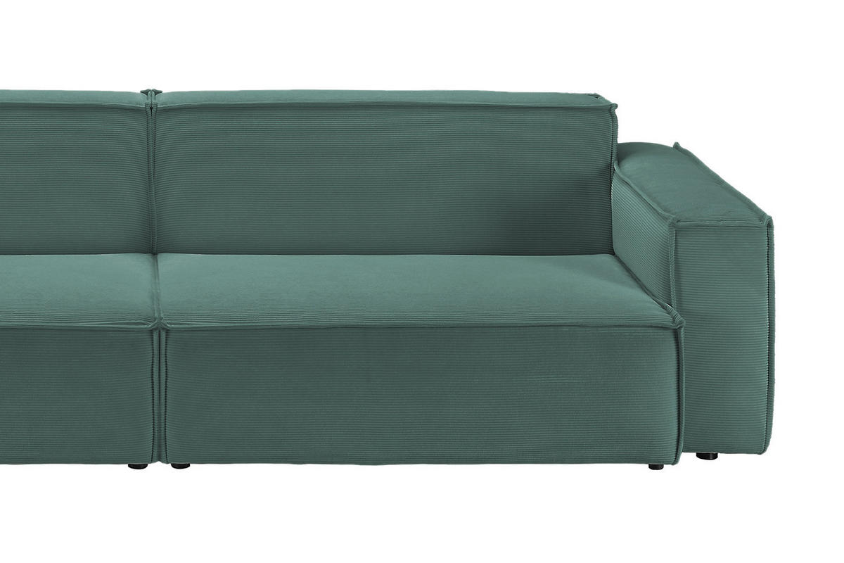 SOFA SAMU Dunkelgrün Cord - Dunkelgrün/Schwarz, Textil (236/72/106cm) - KAWOLA