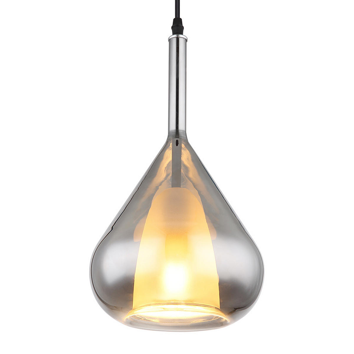 HÄNGELEUCHTE Metall Schwarz Glas rauchfarben - Schwarz, Glas (20/20/150cm) - Globo Lighting