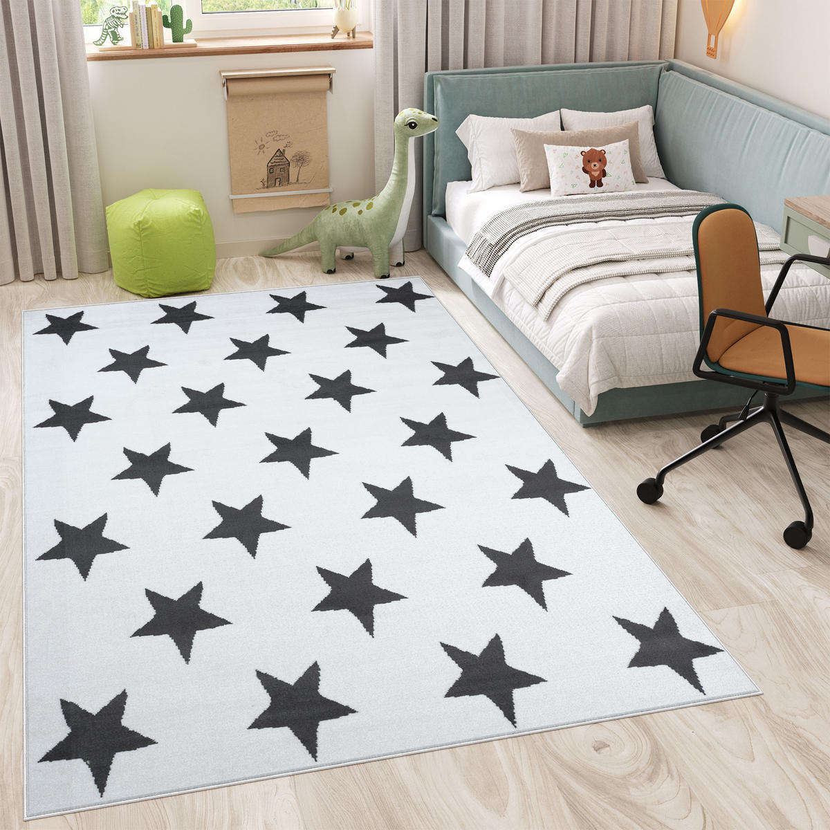 TEPPICH LUXURY Weiß Geometrisch Sterne 200/300 cm - Weiß, Textil (200/300cm) - Tapiso