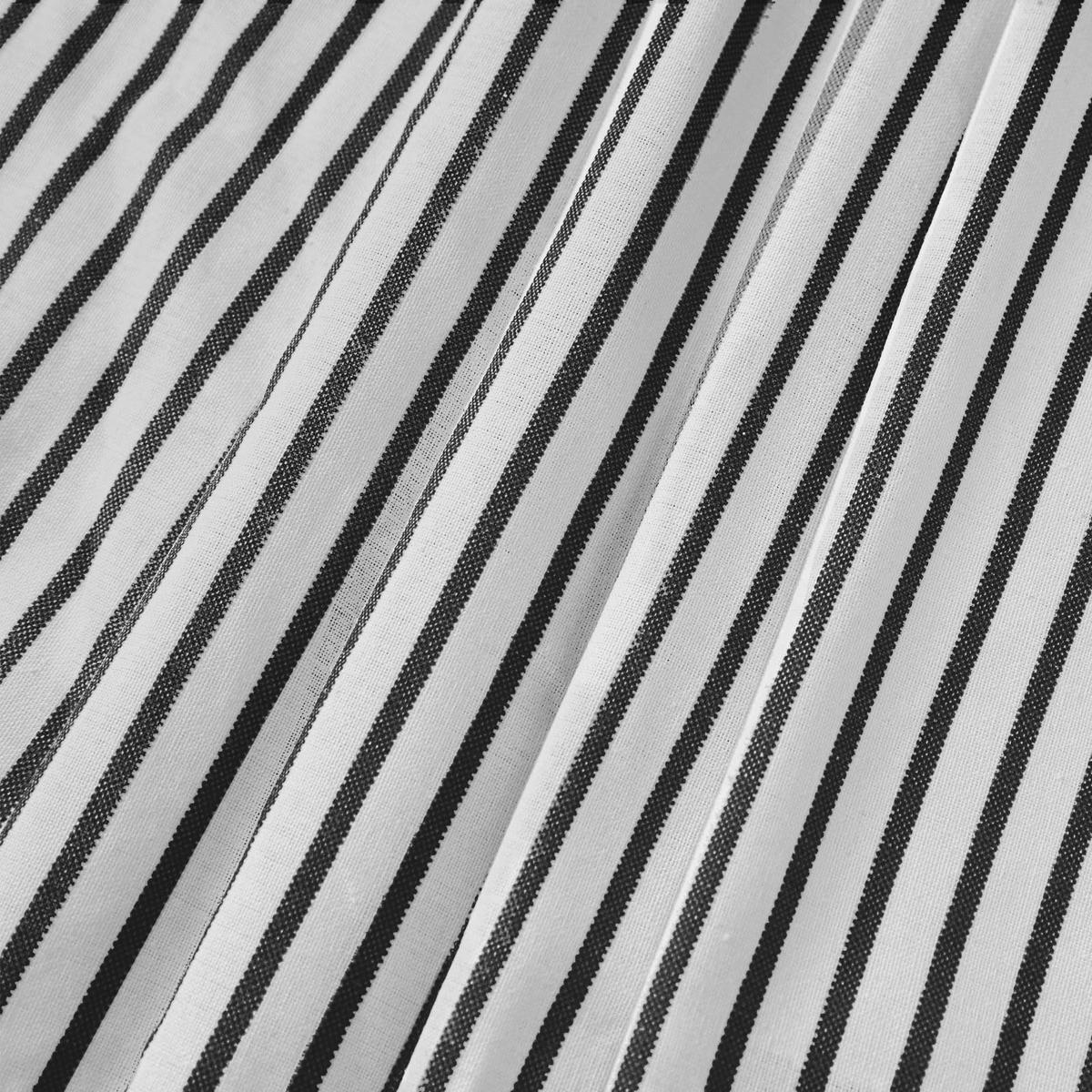 DUSCHVORHANG Schwarz Baumwolle und Leinen gewebt Streifen Stil rustikal lang - Schwarz, Textil (183/183cm) - MCBOSON