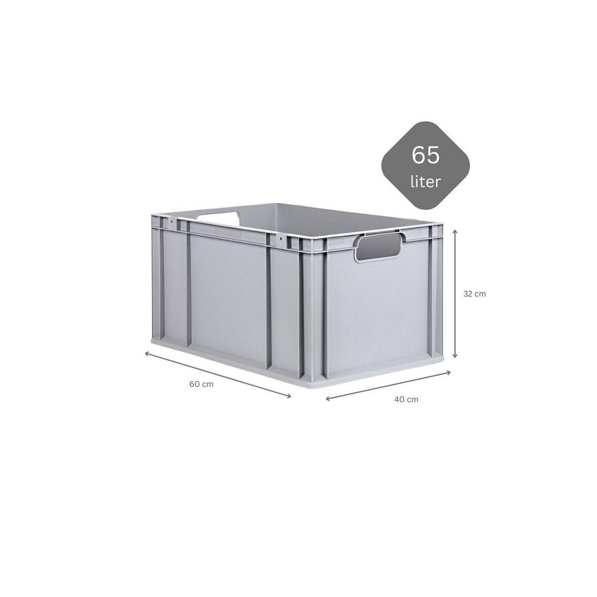 EUROBOX 5x Nextgen Economy Mit Scharnierdeckel Grau/BlauGriffe Offen 65 Liter - Blau, Kunststoff (40/32/60cm) - PROREGAL
