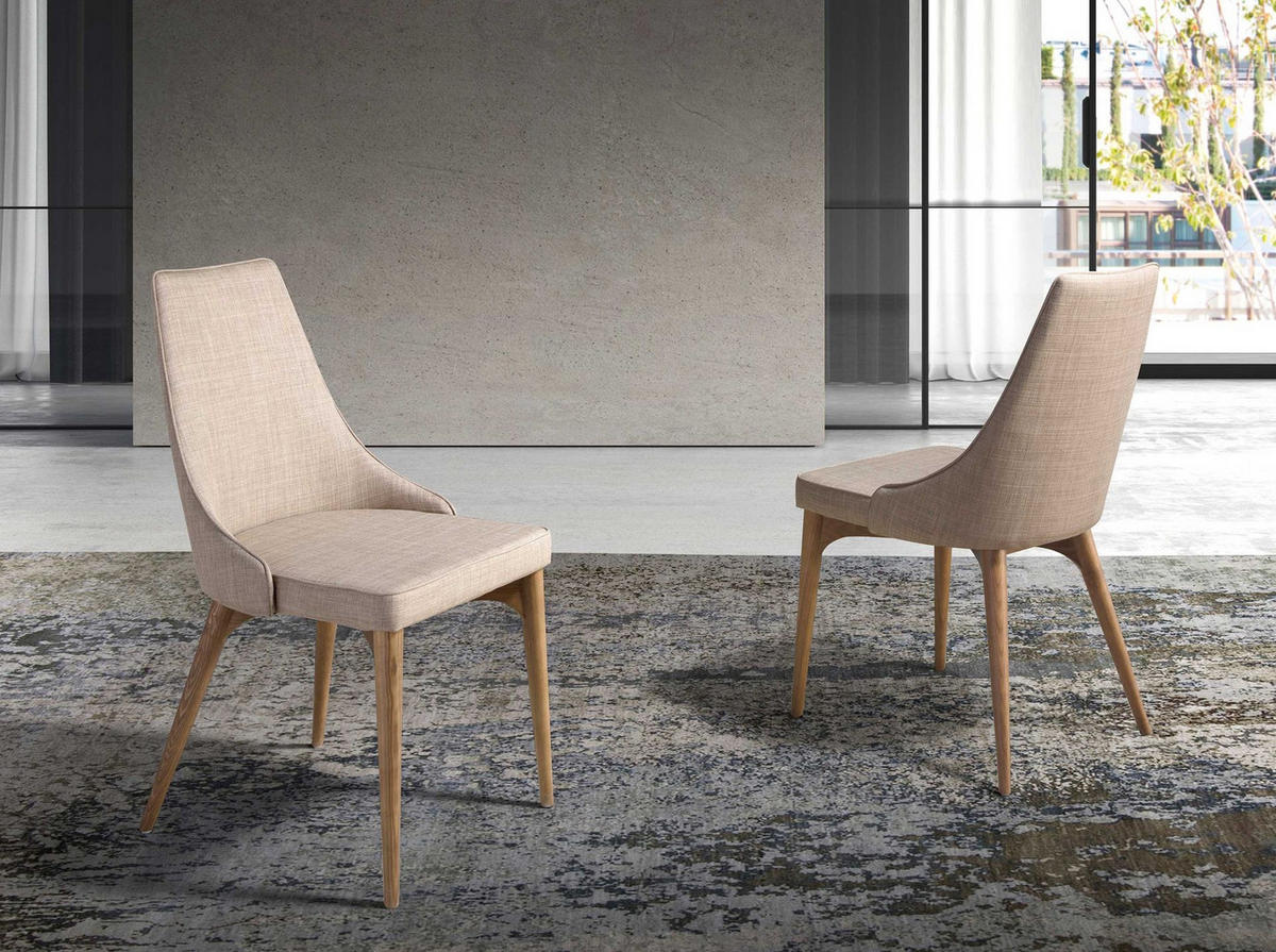 STUHL Stuhl aus braunem Stoff 50/60/91 cm - Nussbaumfarben/Walnussfarben, Holz/Textil (50/91/60cm) - ANGEL CERDA