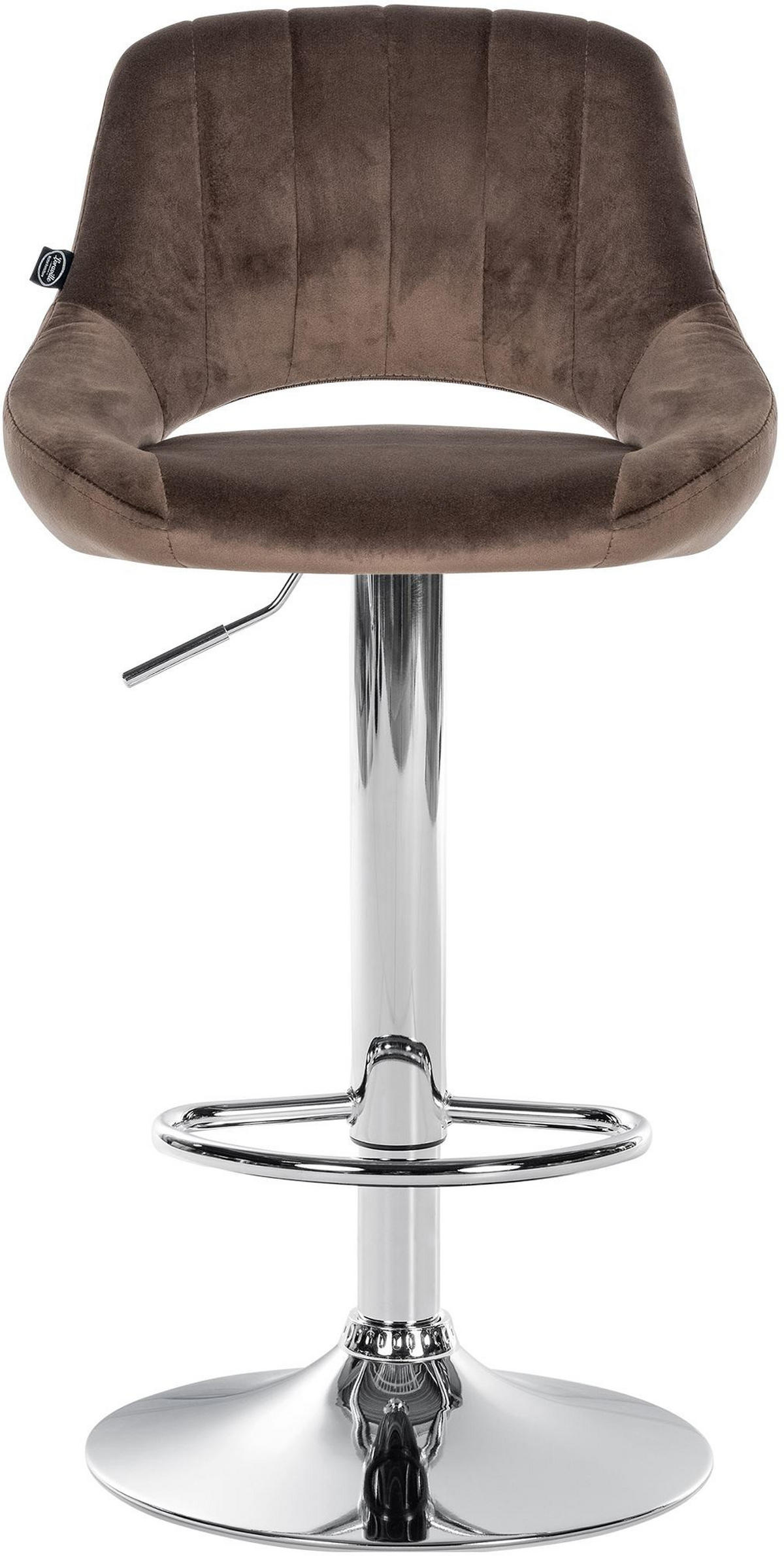 BARHOCKER Samt braun - Chromfarben/Braun, Textil/Metall (47/85/48cm) - CLP