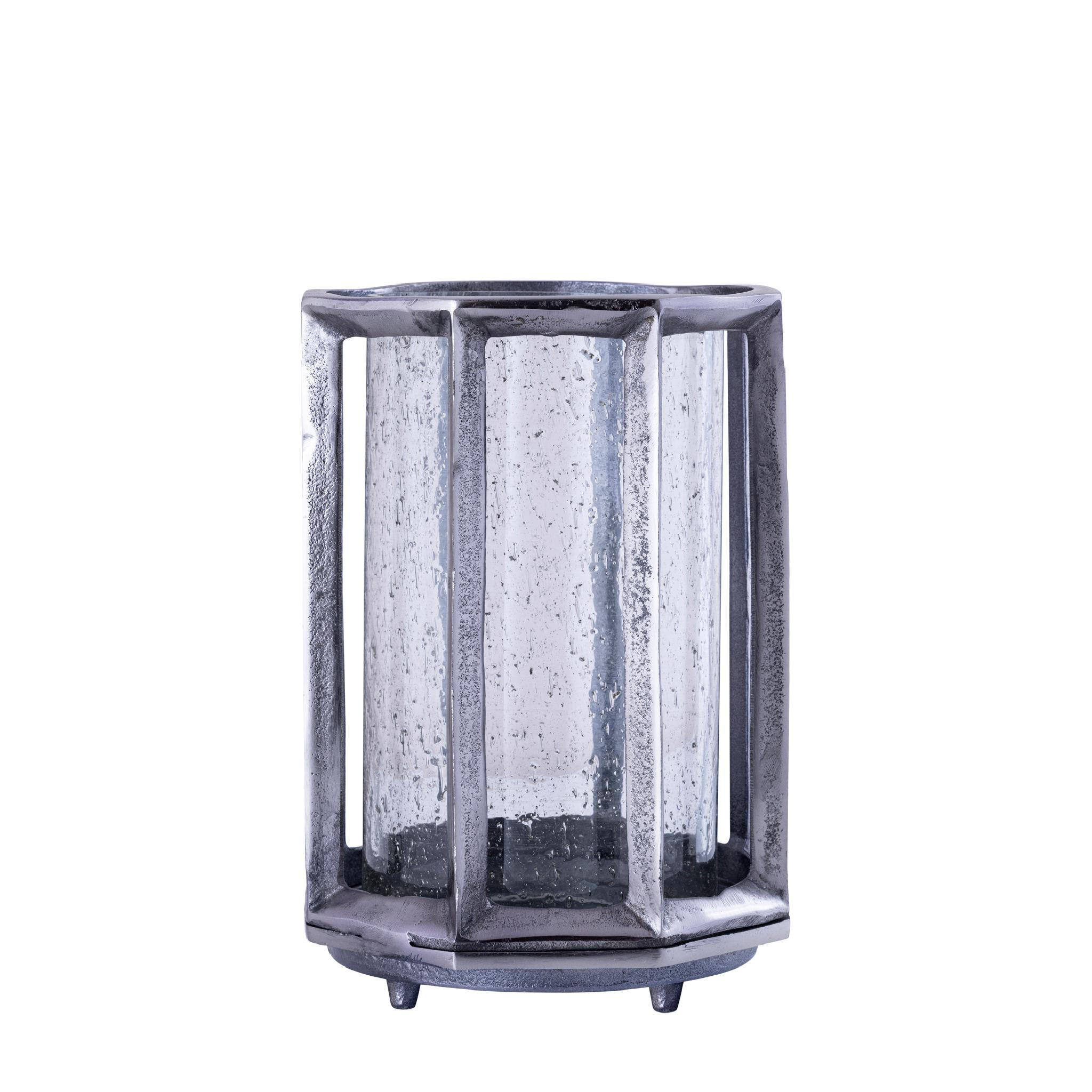 WINDLICHT Connhal Schwarz 20/20/27cm - Schwarz, Glas (20/27/20cm) - PTMD Collection