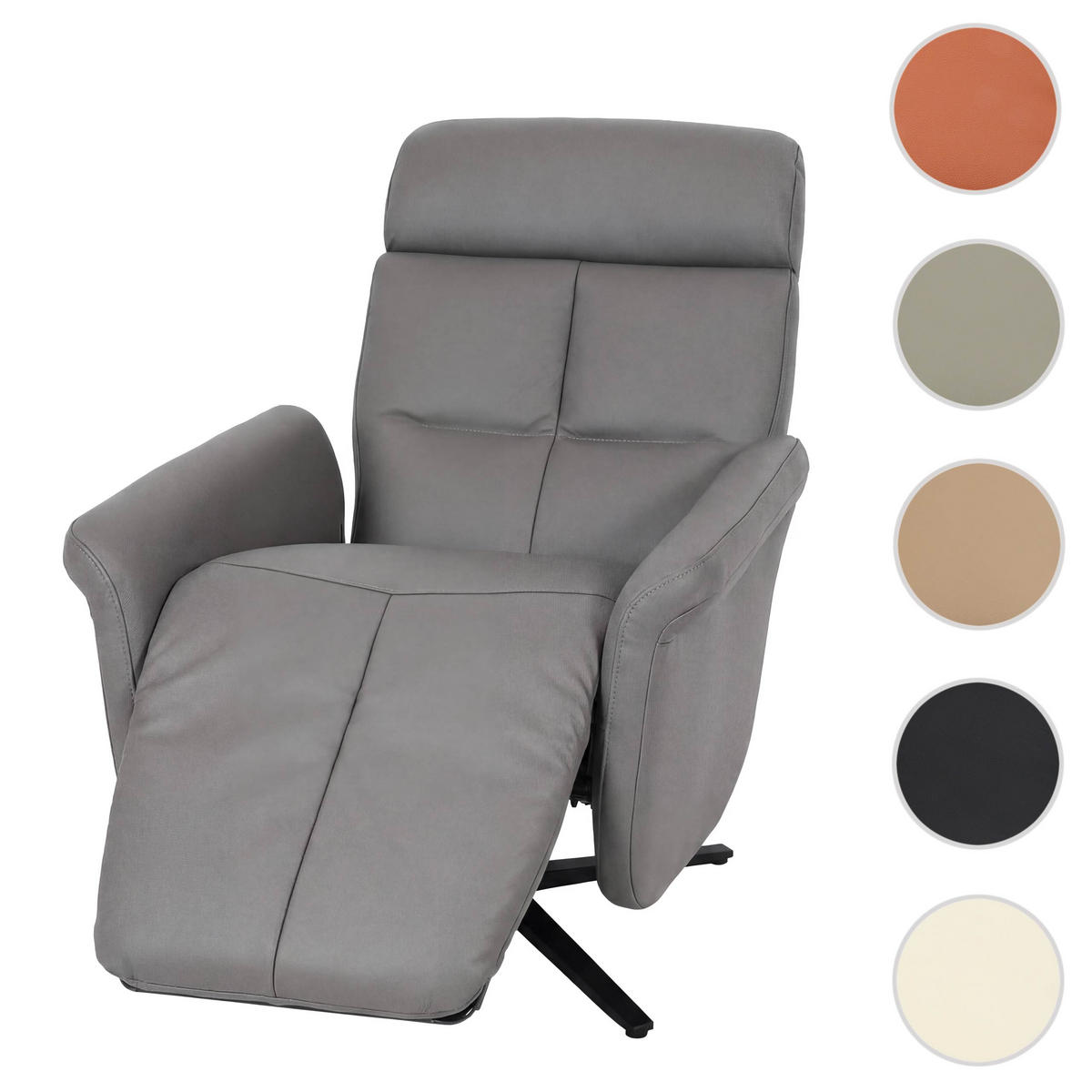 RELAXSESSEL Dunkelgrau - Dunkelgrau, Leder (76/110/153cm) - MCW