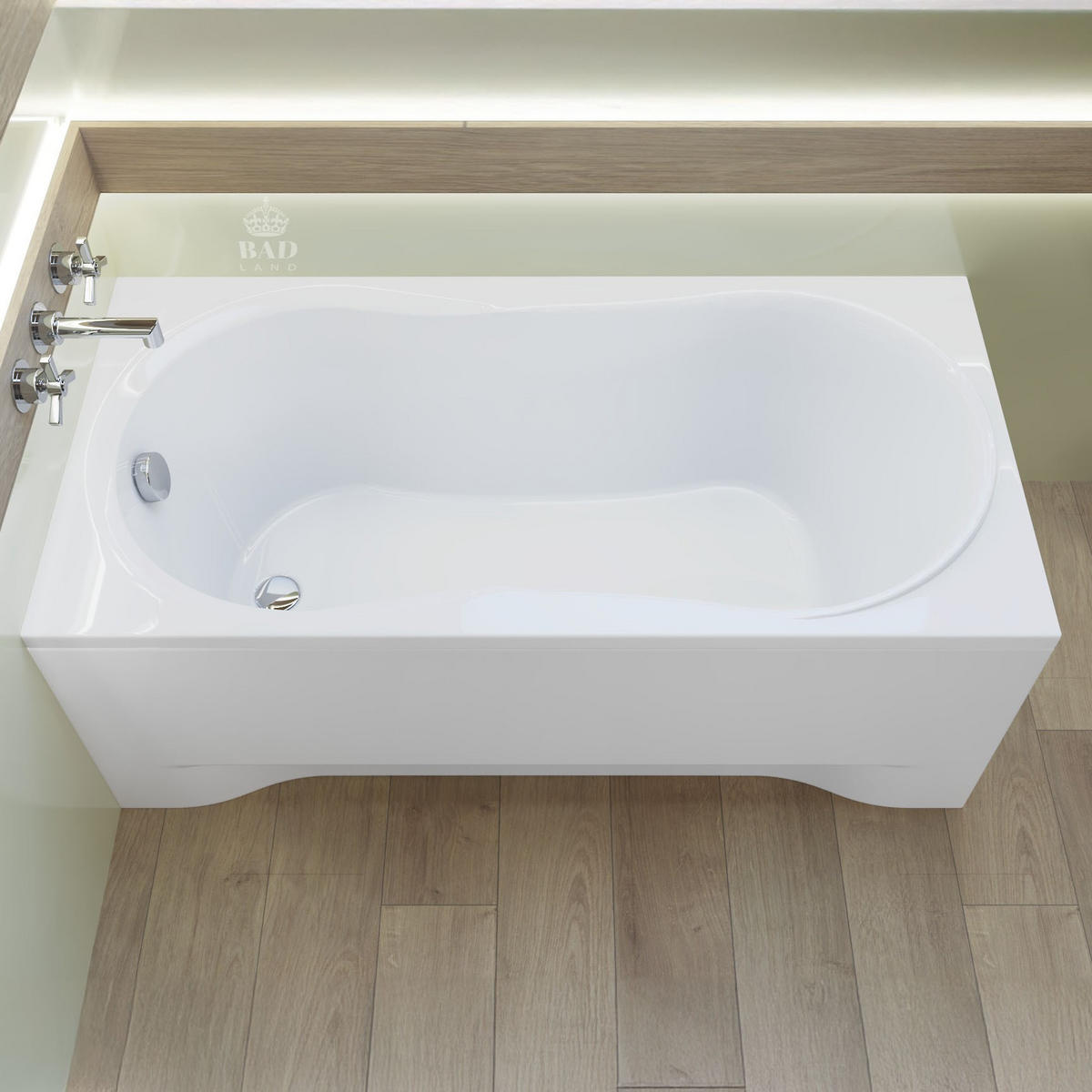 BADEWANNE Rechteck GRACJA 120/75 mit Schürze Ablauf Füße - Weiß, Kunststoff (75/54.5/120cm) - bad land
