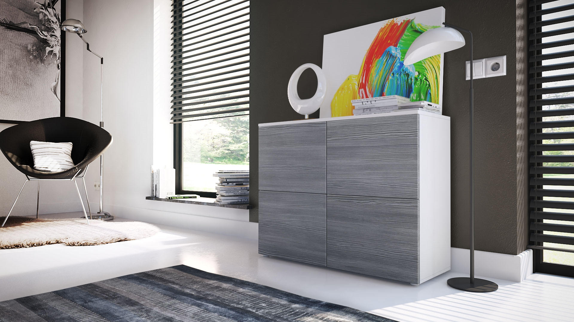 KOMMODE Rova Avola-Anthrazit / Avola-Anthrazit - Anthrazit, Holzwerkstoff (92/72/35cm) - Vladon