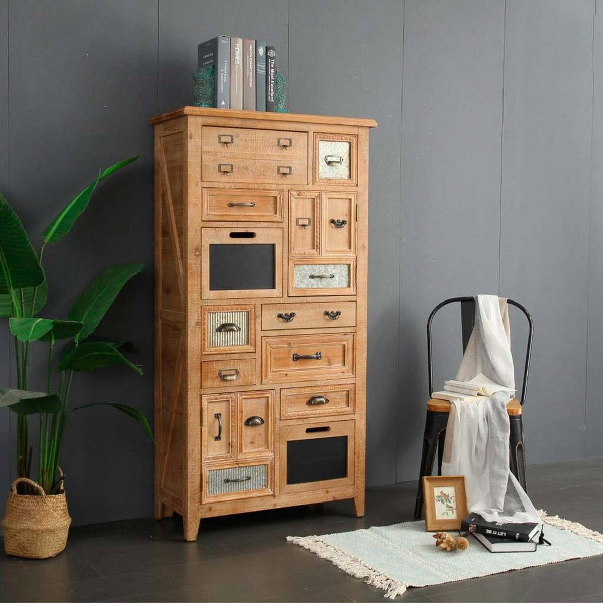 KOMMODE aus Holz 80x37x155 cm - Braun, Holzwerkstoff (80/155/37cm) - Wanderlust