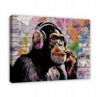 LEINWANDBILD Abstrakt Banksy Affe 100x70 - Multicolor, Holzwerkstoff (100/70cm) - Wallarena