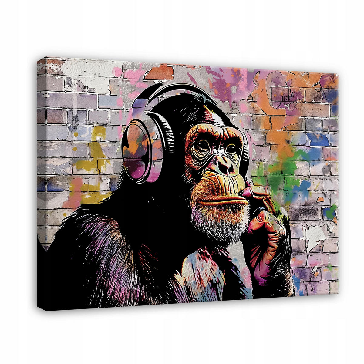 LEINWANDBILD Abstrakt Banksy Affe 100x70 - Multicolor, Holzwerkstoff (100/70cm) - Wallarena